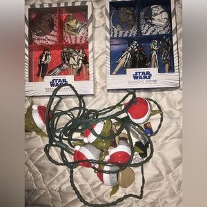 YODA heads XMAS Lights Stars Wars Collectible Lot with cupcake Decorating kits